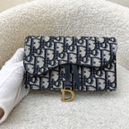 Dior Saddle Belt Pouch in Blue Dior Oblique Jacquard and AGHW