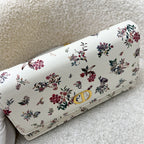 Dior Caro Pouch / Wallet on Chain WOC in White Petites Fleurs Calfskin and GHW