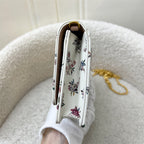 Dior Caro Pouch / Wallet on Chain WOC in White Petites Fleurs Calfskin and GHW