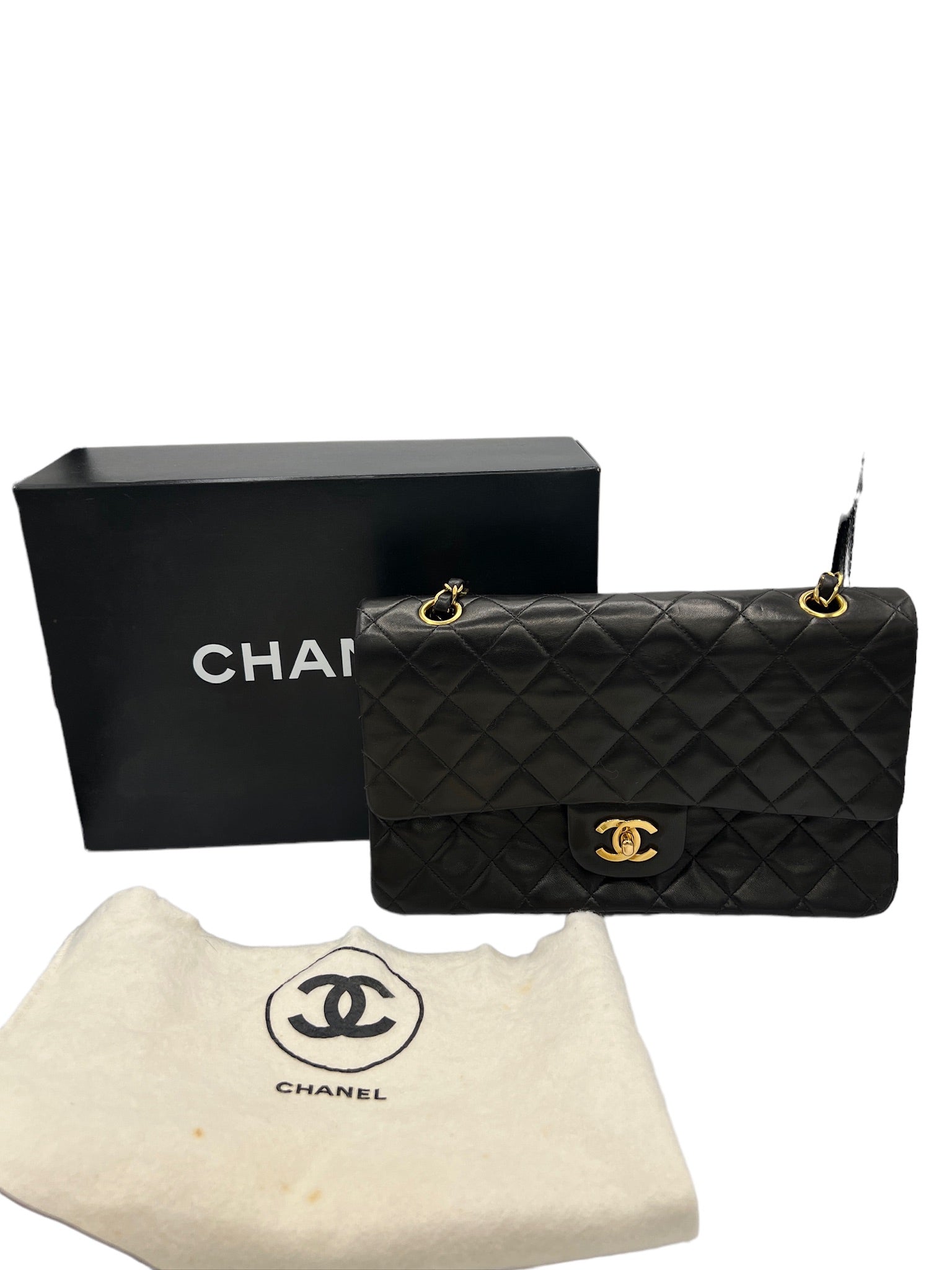 CHANEL - Double Flap Lambskin Matelasse Shoulder Bag