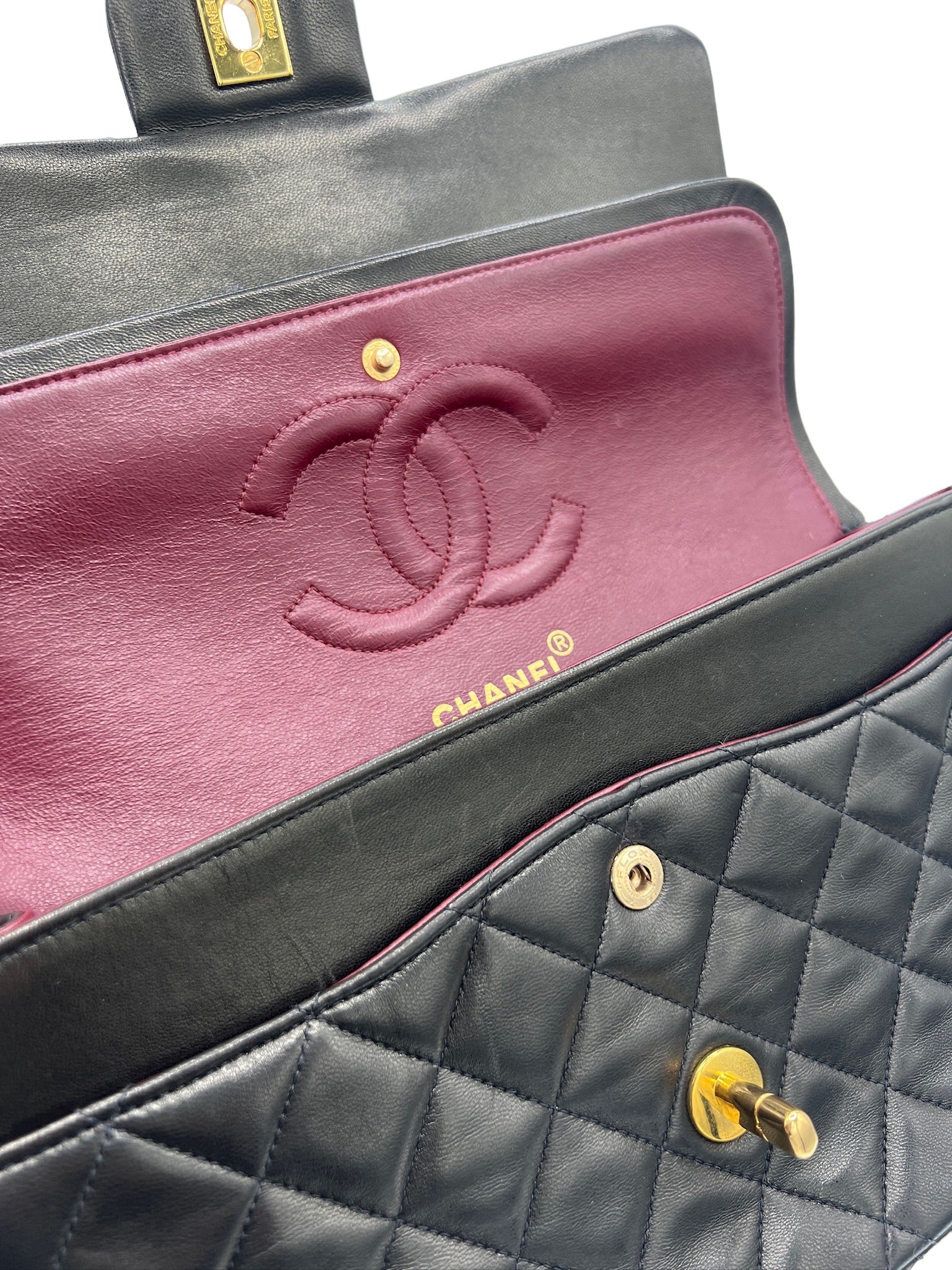 CHANEL - Double Flap Lambskin Matelasse Shoulder Bag