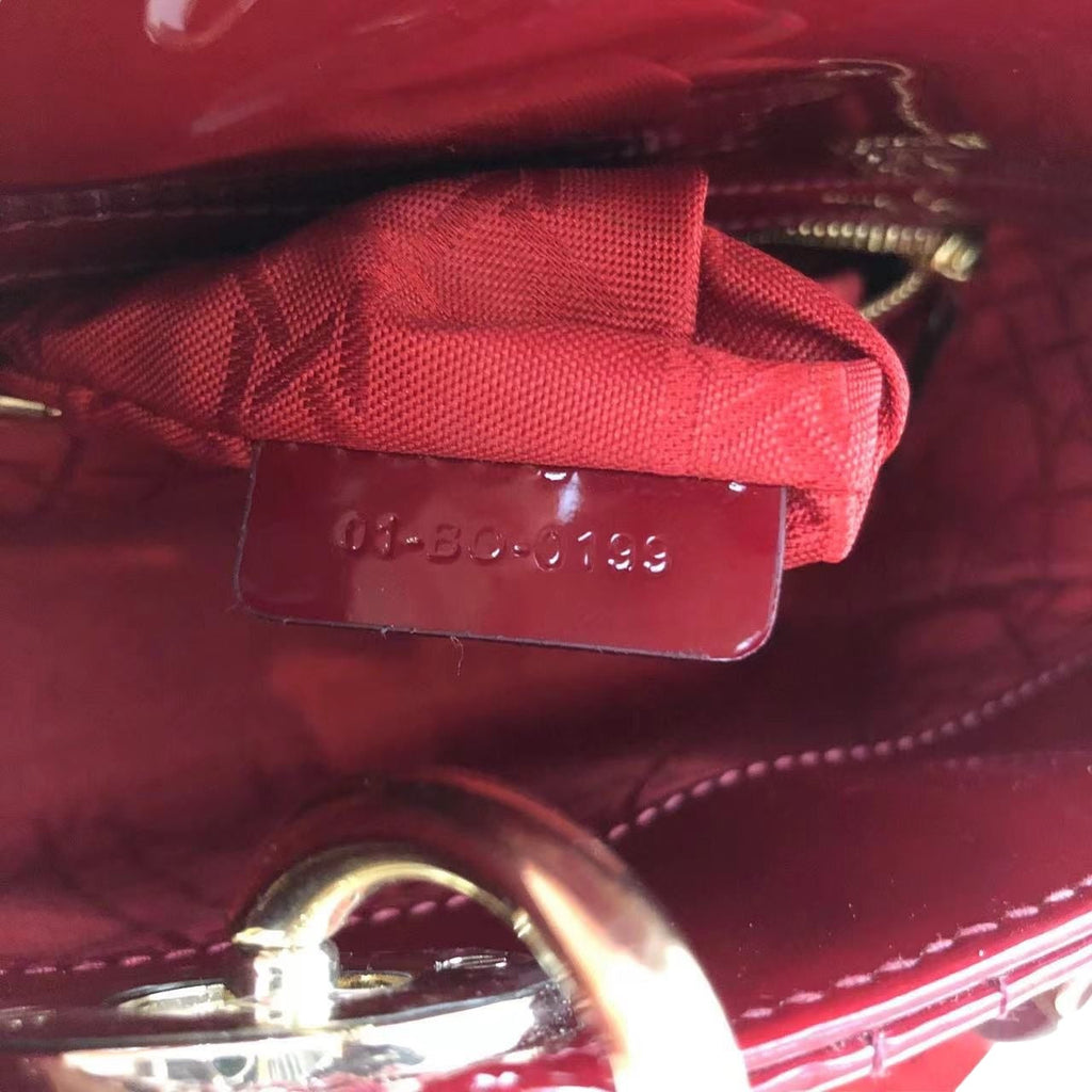 DIOR - Red Patent Cannage Mini Lady Dior Crossbody Bag