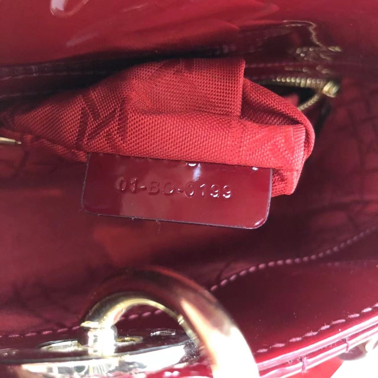 DIOR - Red Patent Cannage Mini Lady Dior Crossbody Bag