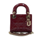 DIOR - Red Patent Cannage Mini Lady Dior Crossbody Bag