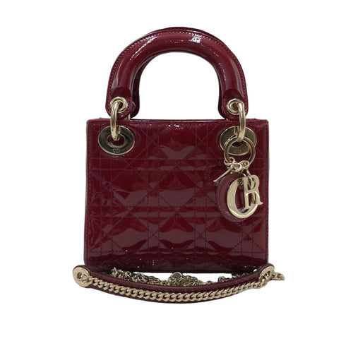 DIOR - Red Patent Cannage Mini Lady Dior Crossbody Bag