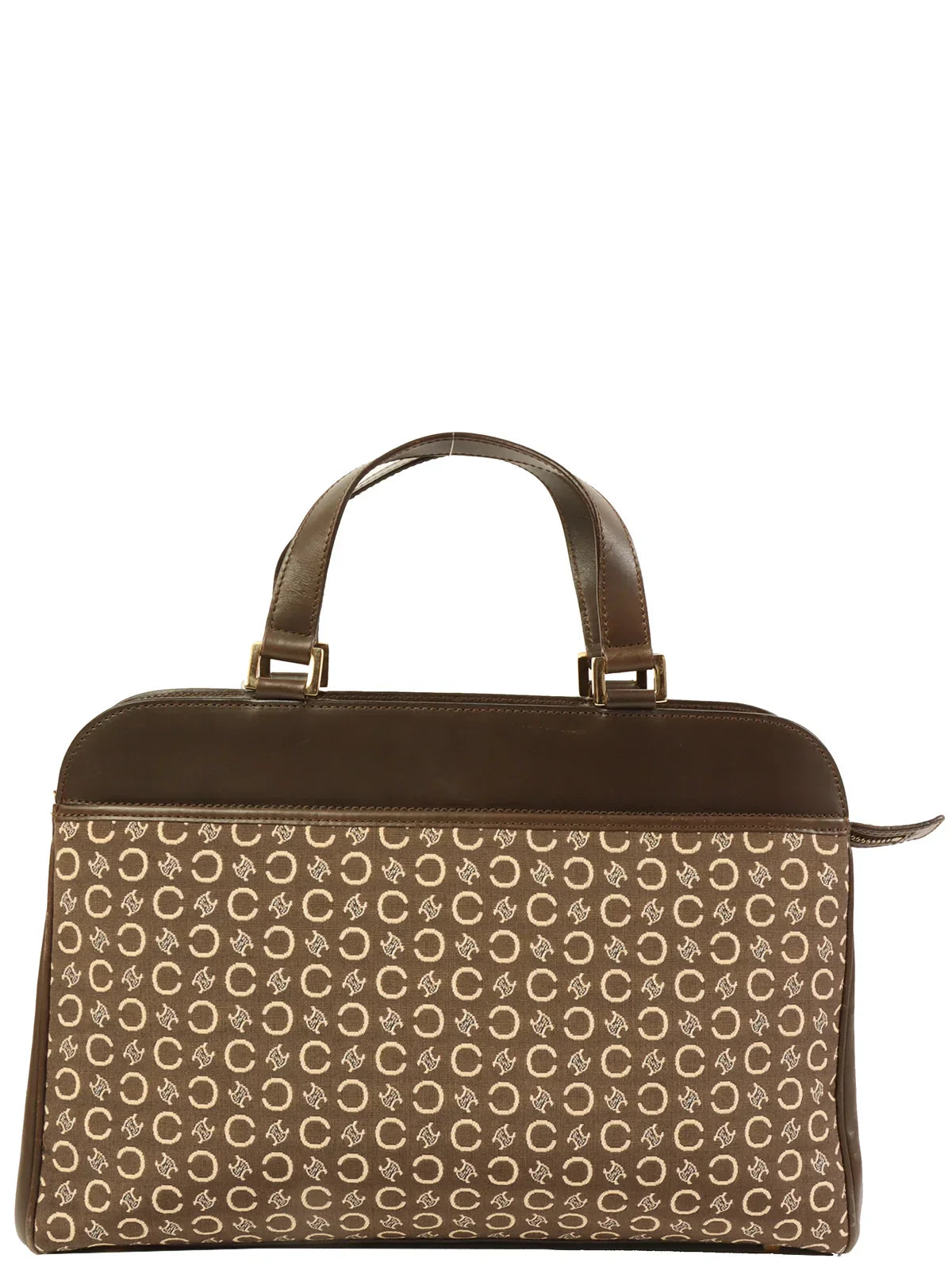 CELINE C Macadam Pattern Top Handle Bag Brown