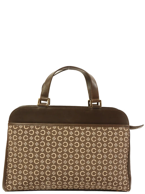 CELINE C Macadam Pattern Top Handle Bag Brown
