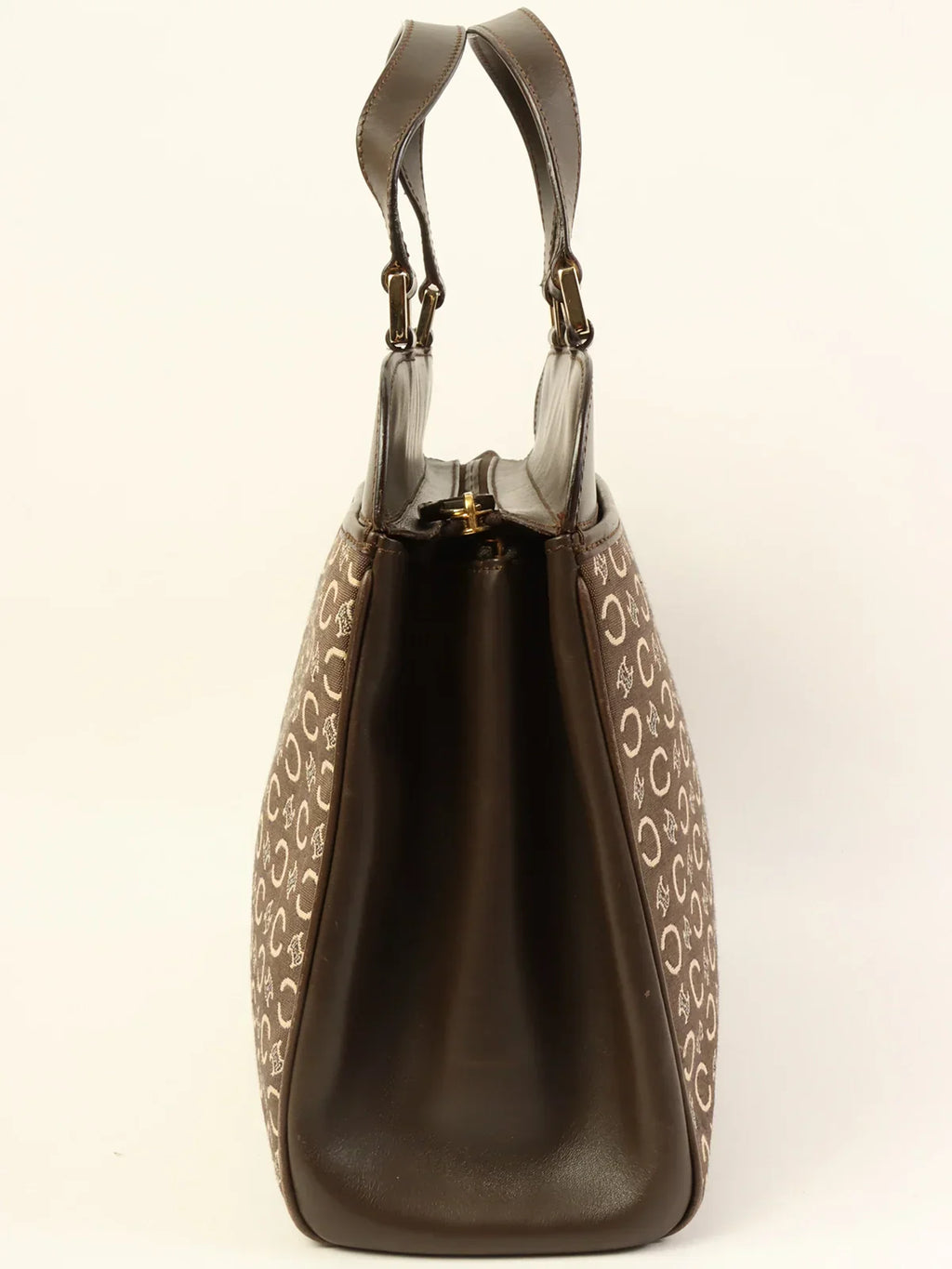 CELINE C Macadam Pattern Top Handle Bag Brown