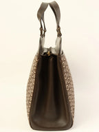 CELINE C Macadam Pattern Top Handle Bag Brown