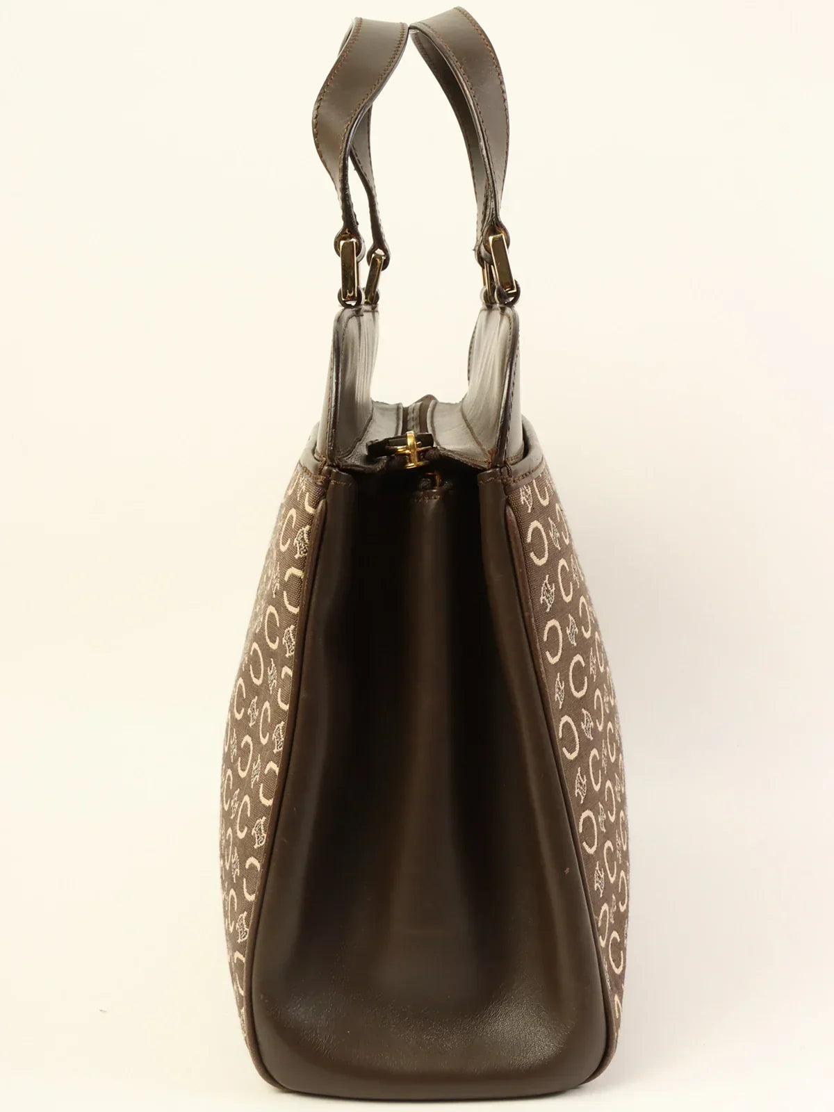 CELINE C Macadam Pattern Top Handle Bag Brown