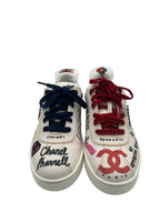 CHANEL - White Multi Canvas Leather Sneakers