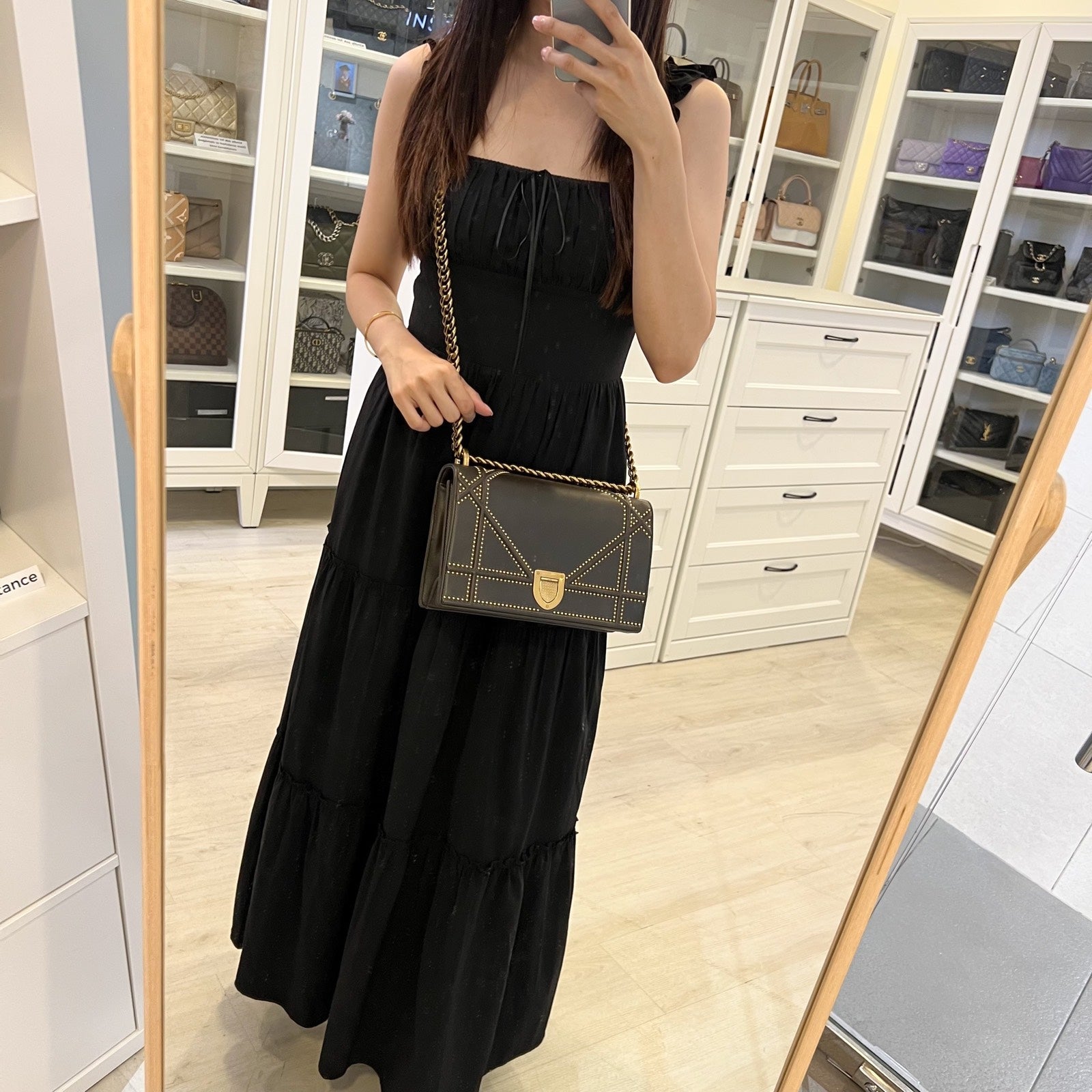 Dior Diorama Shoulder Bag in Dark Brown Leather and GHW