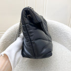 Saint Laurent YSL Small Loulou Puffer Flap Bag in Black Lambskin and PHW