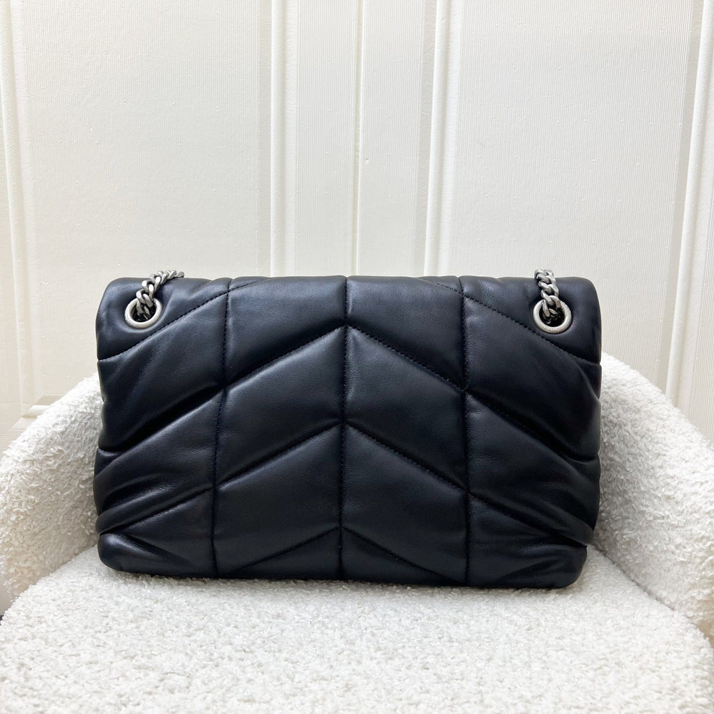 Saint Laurent YSL Small Loulou Puffer Flap Bag in Black Lambskin and PHW