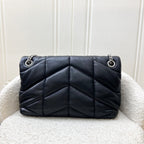Saint Laurent YSL Small Loulou Puffer Flap Bag in Black Lambskin and PHW