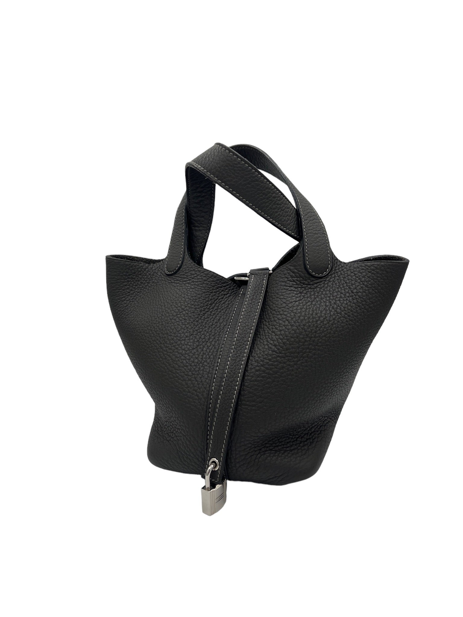 HERMES - Graphite Taurillon Clemence Picotin Lock PM Handbag