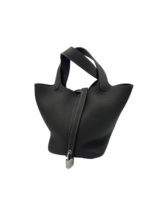 HERMES - Graphite Taurillon Clemence Picotin Lock PM Handbag
