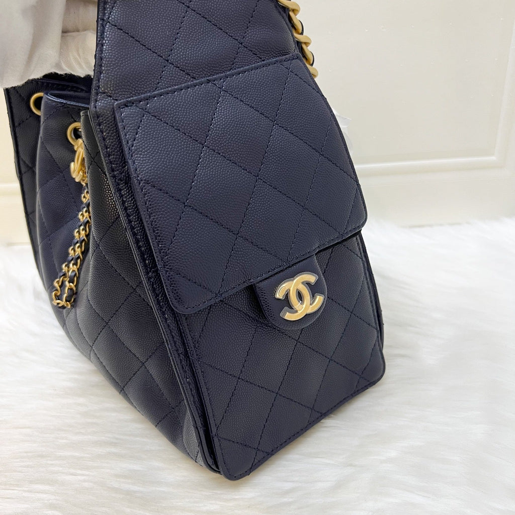 Chanel 25 Small Hobo Bag in 25S Navy Caviar and AGHW