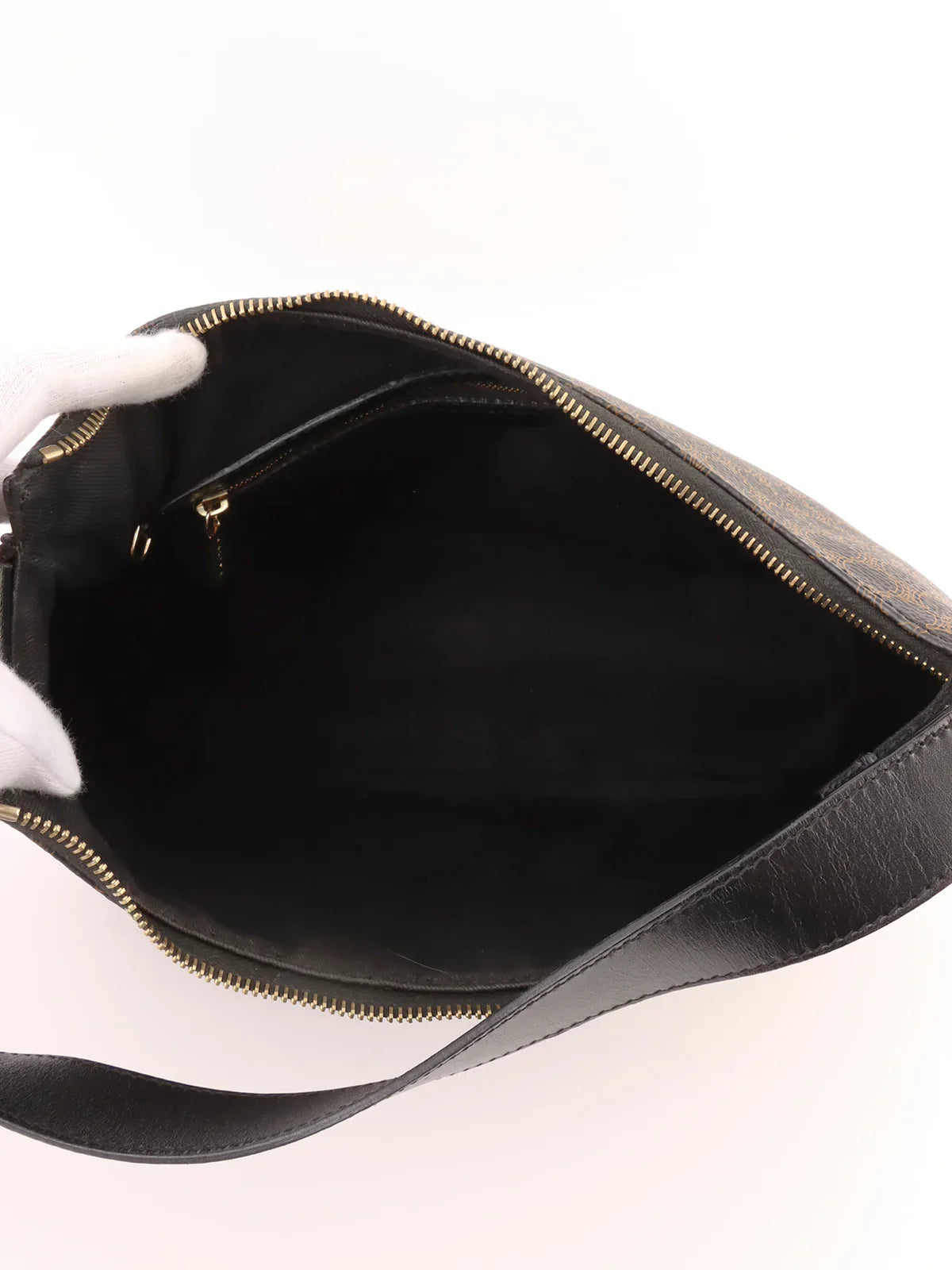 CELINE Macadam Pattern Shoulder Bag Black
