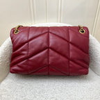 Saint Laurent YSL Small Loulou Puffer Bag in Raspberry Red Lambskin and GHW