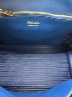 PRADA - Blue Saffiano Cuir Leather Monochrome Shoulder Bag