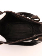 CELINE Suede Logo Charm Top Handle Bag Black