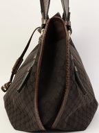 CELINE Canvas Crocodile Embossed Combination Macadam Pattern Logo Plate Top Handel Bag Black
