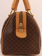 CELINE Macadam Pattern Embossed Logo Boston Bag Brown
