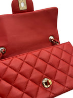 CHANEL - Red Lambskin Matelasse Mini Shoulder Bag