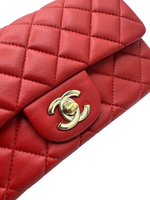 CHANEL - Red Lambskin Matelasse Mini Shoulder Bag
