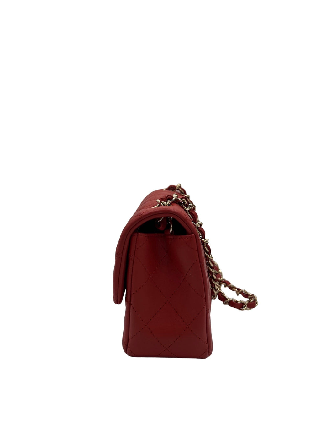 CHANEL - Red Lambskin Matelasse Mini Shoulder Bag