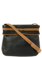 CELINE Macadam Plate Shoulder Bag Black/Camel