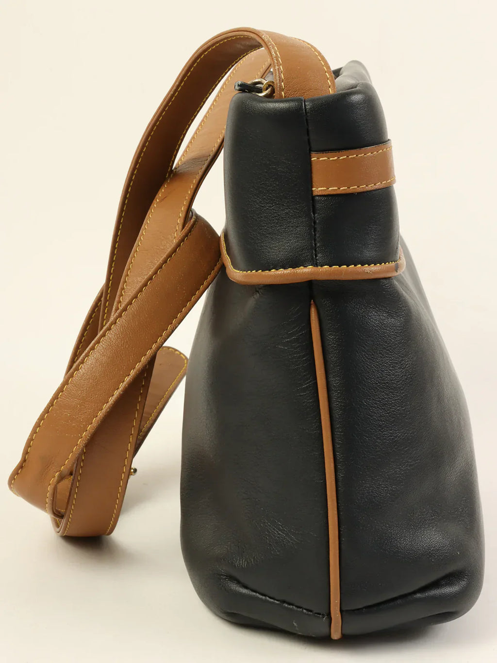 CELINE Macadam Plate Shoulder Bag Black/Camel
