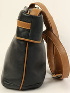 CELINE Macadam Plate Shoulder Bag Black/Camel