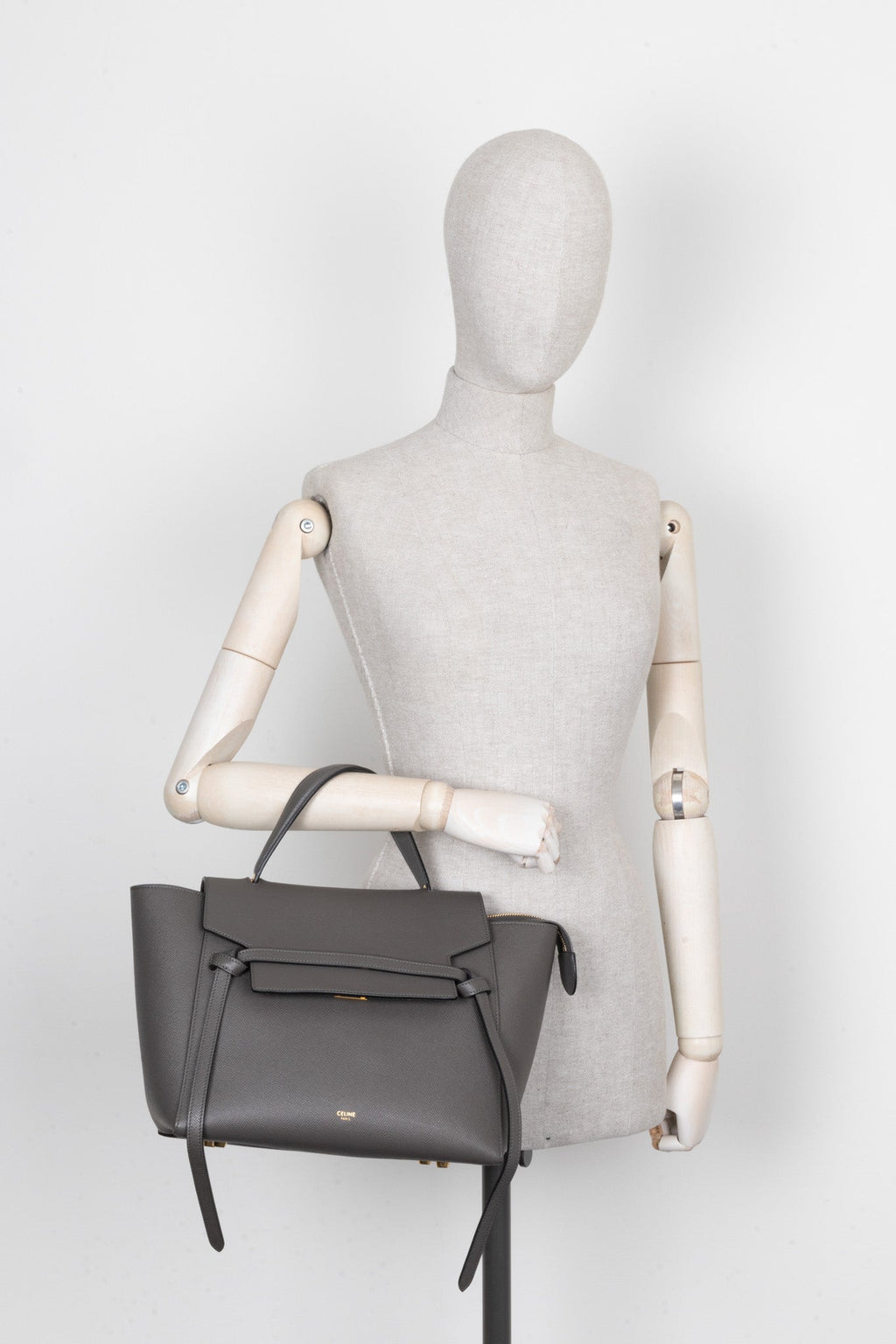 CELINE Mini Belt Bag Leather Grey