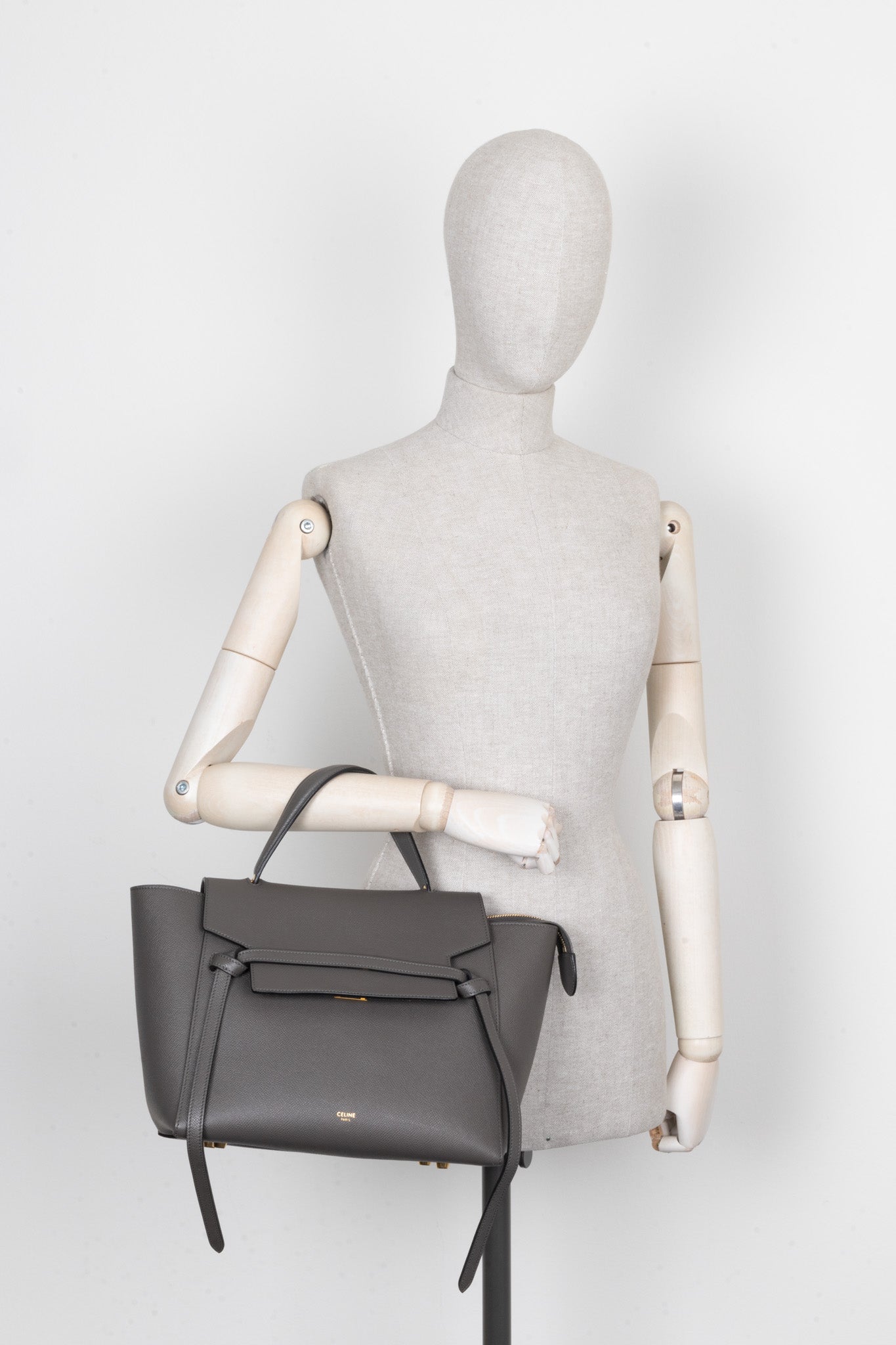 CELINE Mini Belt Bag Leather Grey