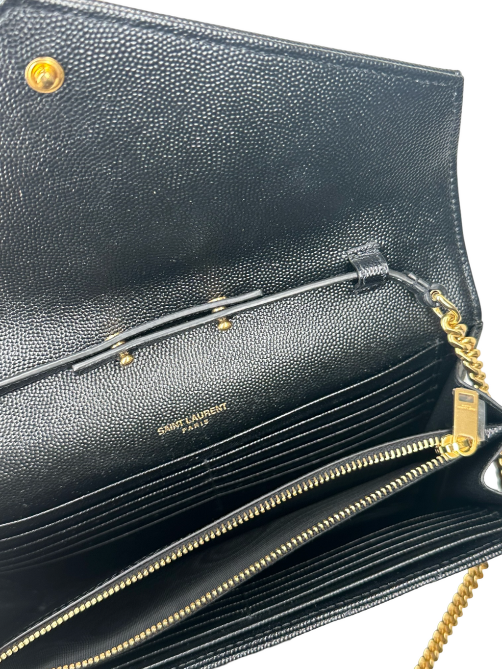 SAINT LAURENT - Black Wallet on Chain