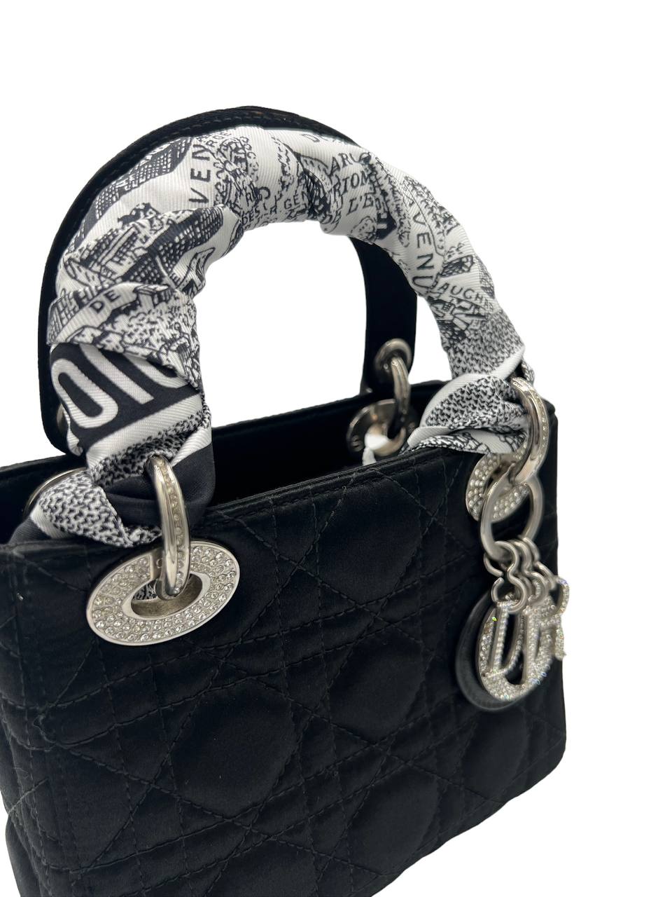 DIOR - Black Satin Lady Dior Mini Bag
