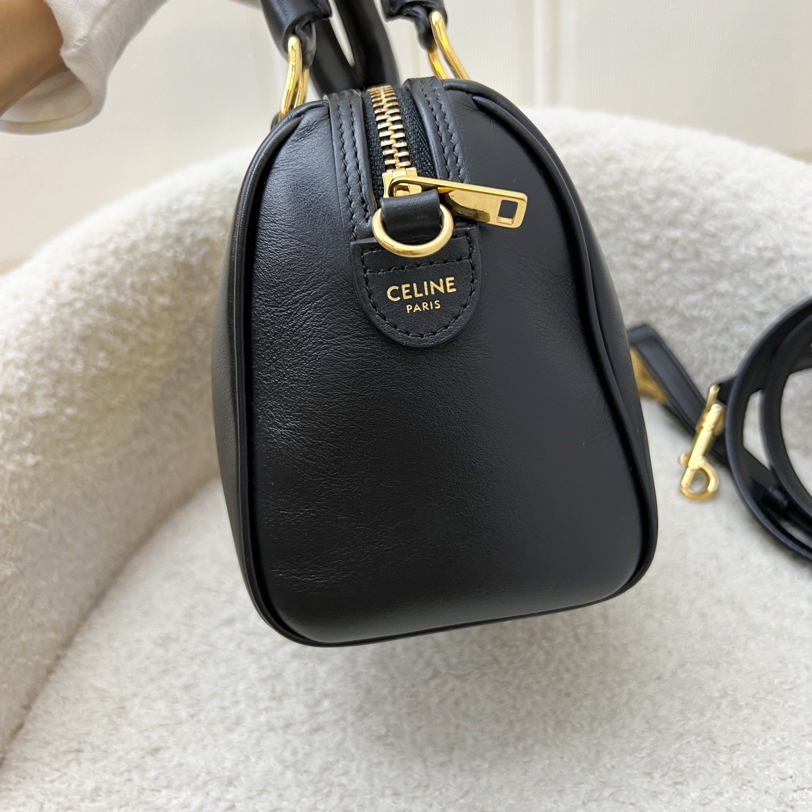 Celine Small Boston Bag in Black Smooth Calfskin and GHW