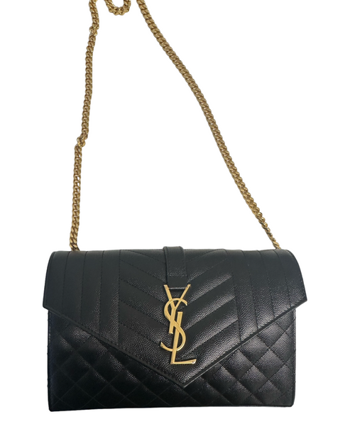 SAINT LAURENT - Poudre Mix Matelassé Envelope Chain Wallet