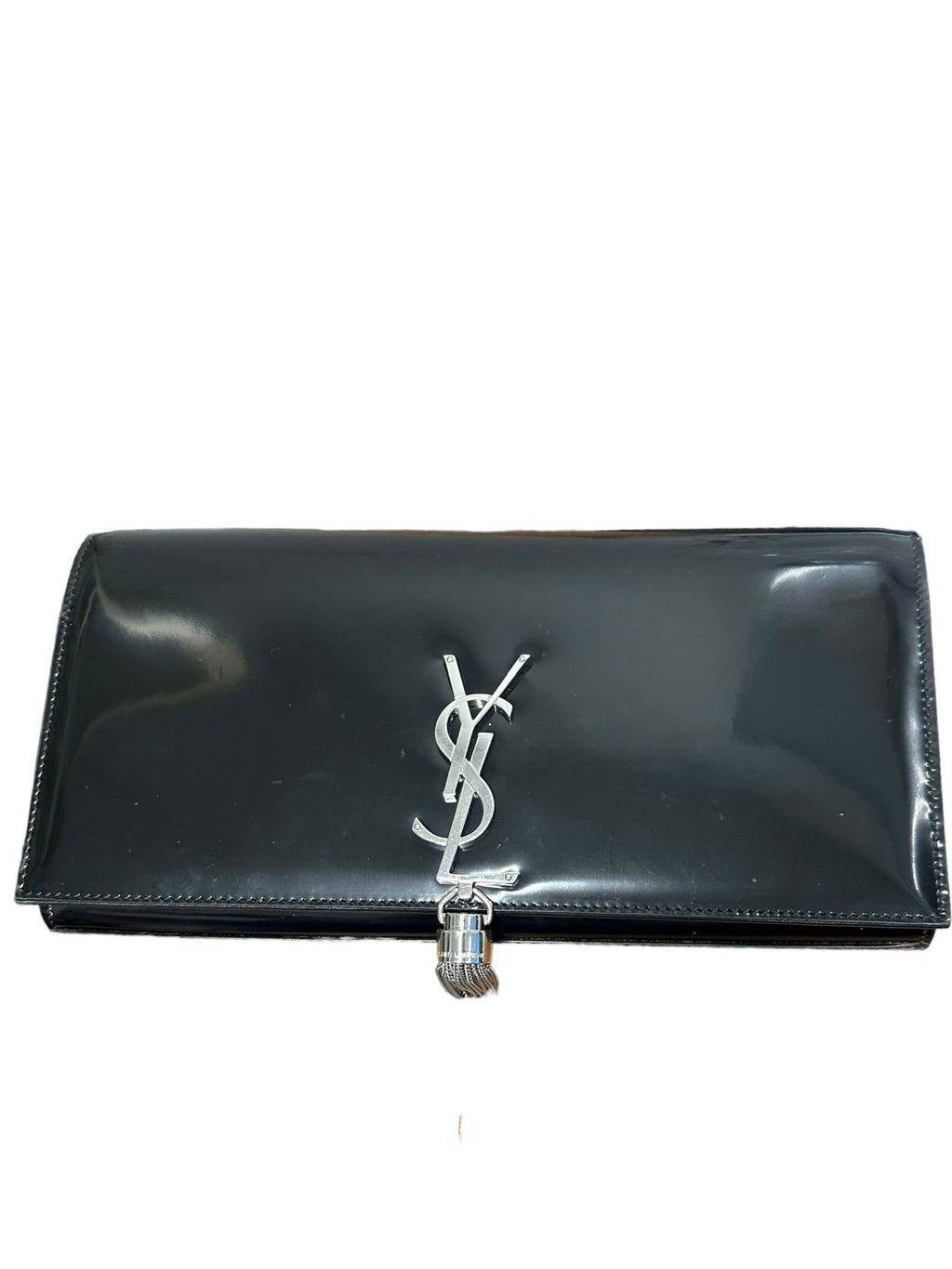 SAINT LAURENT - Black Brushed Kate Tassel Clutch