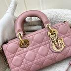 Dior Small Lady D-Joy Bag in Rose Des Vents Cannage Lambskin and LGHW