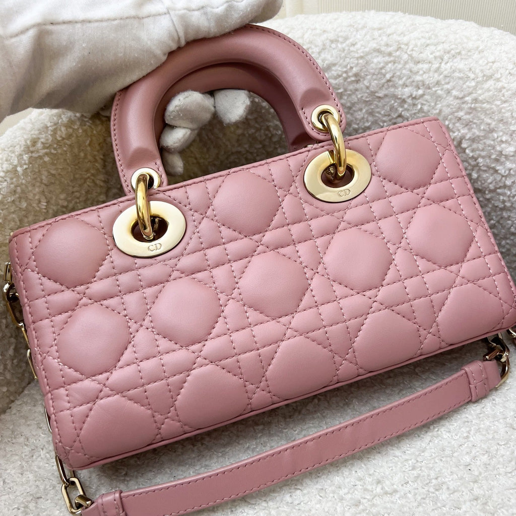 Dior Small Lady D-Joy Bag in Rose Des Vents Cannage Lambskin and LGHW