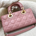 Dior Small Lady D-Joy Bag in Rose Des Vents Cannage Lambskin and LGHW