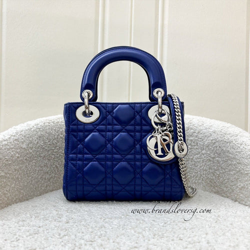Dior Mini Lady Dior in Bleu De Minuit Lambskin and LGHW (Model: M0505PCAL)