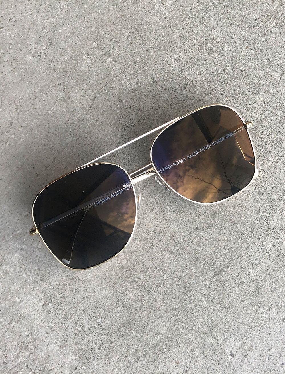 Fendi FF0378 Square Aviator, Gold/Grey