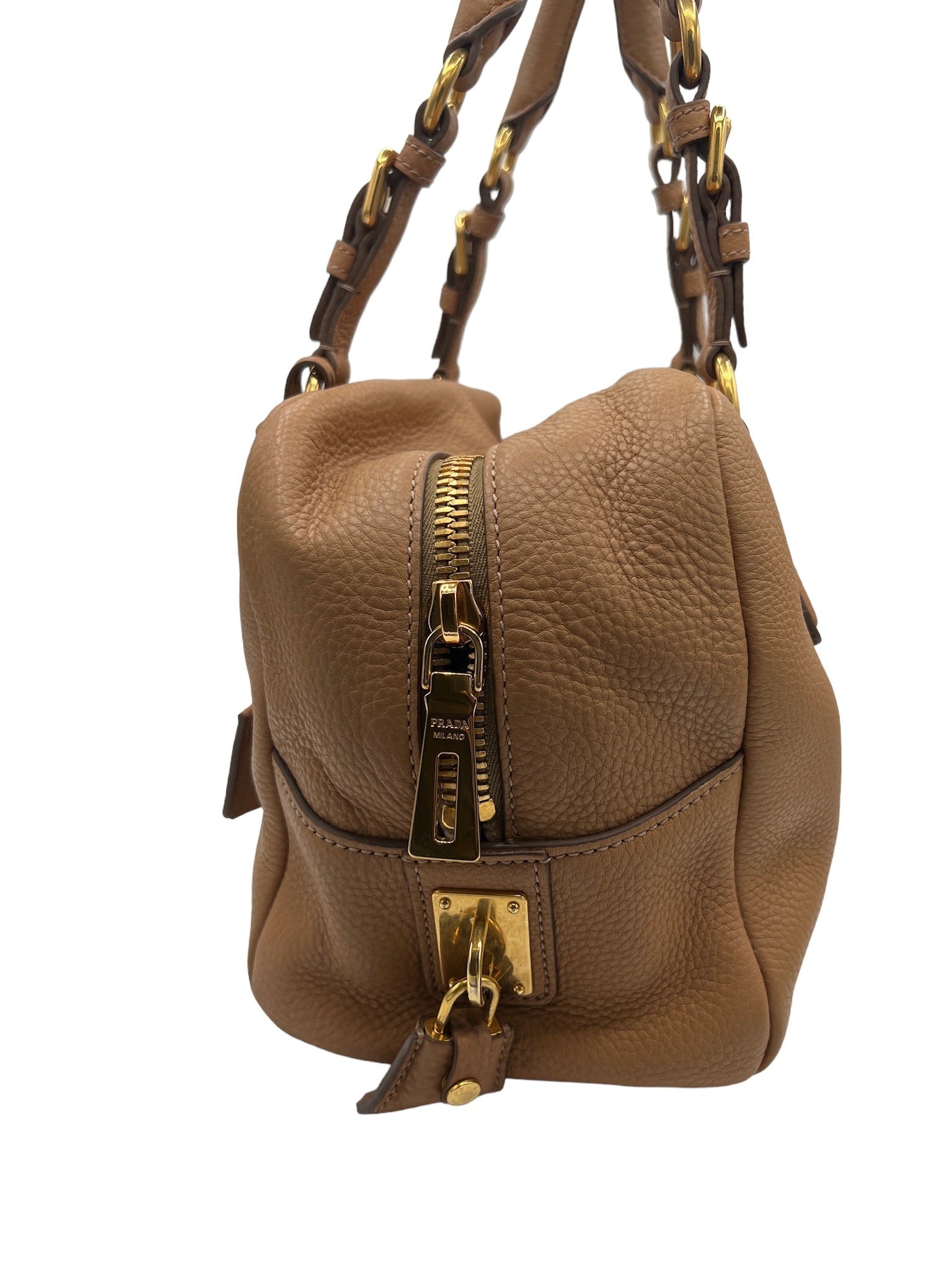 PRADA - Beige Leather Shoulder Bag