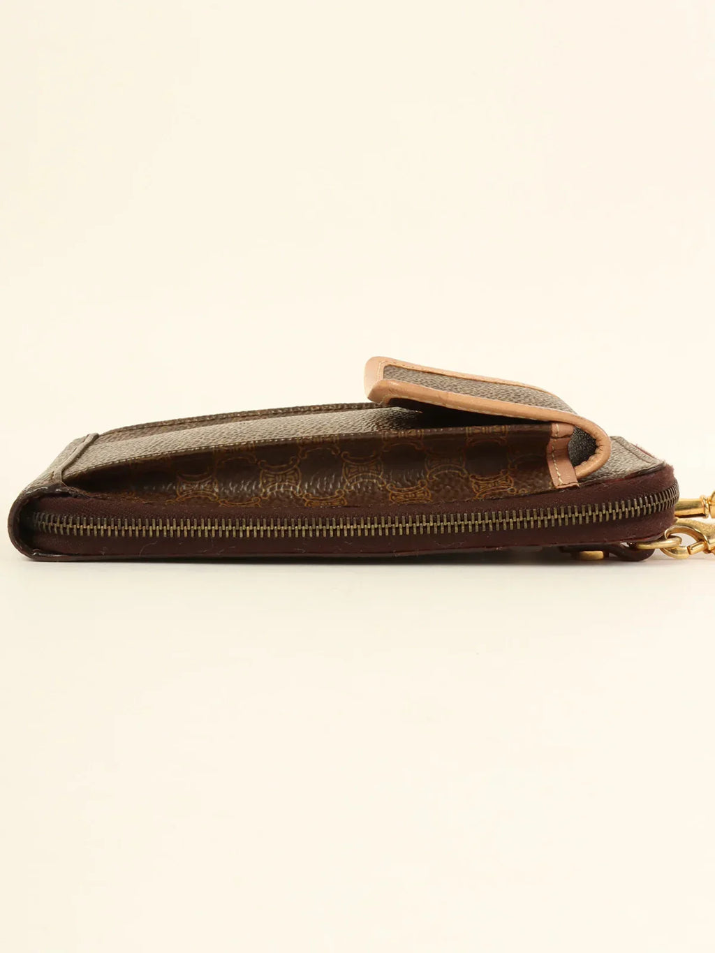 CELINE Macadam Pattern Shoulder Wallet Brown
