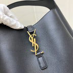 Saint Laurent YSL Small Le 5 À 7 Supple Hobo Bag in Black Grained Leather and GHW