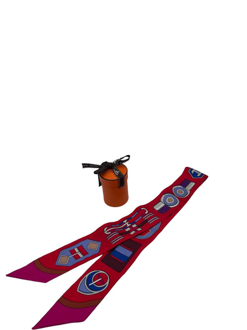 HERMES - Red Purple Multi Twilly Scarf